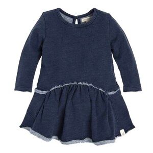 Burts Bees French Terry Knit Denim Wash Organic Cotton Super Soft Baby Dress NWT